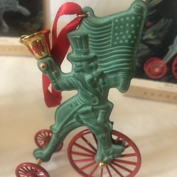 Hallmark Turn of Century die cast toy brass bell ornaments Uncle Sam and Fireman - Picture 7 of 10